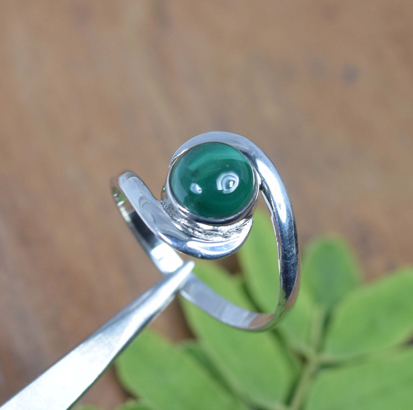 Wholesale 5Pc 925 Solid Sterling Silver Green Malachite Ring Lot
