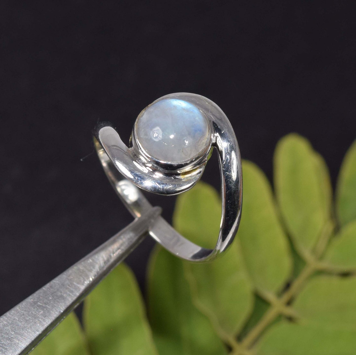 Wholesale 5Pc 925 Solid Sterling Silver White Rainbow Moonstone Ring Lot