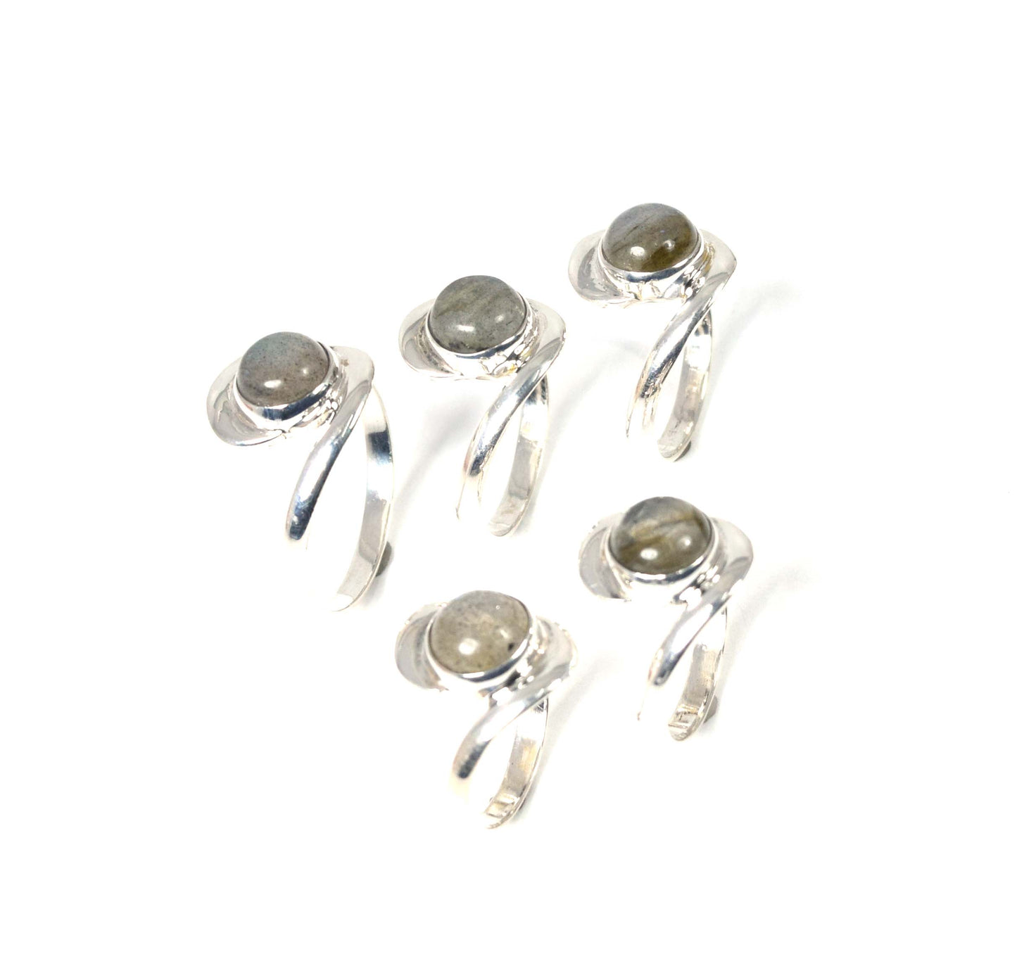 Wholesale 5Pc 925 Solid Sterling Silver Labradorite Ring Lot