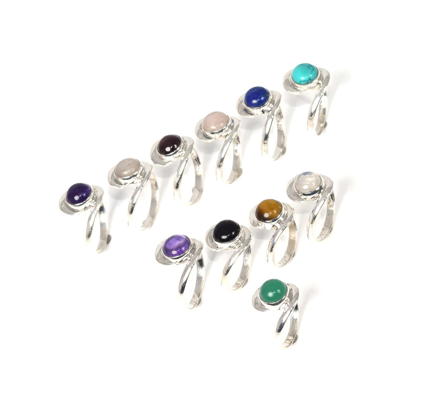 Wholesale 11Pc 925 Solid Sterling Silver Red Garnet Mix Stone Ring Lot