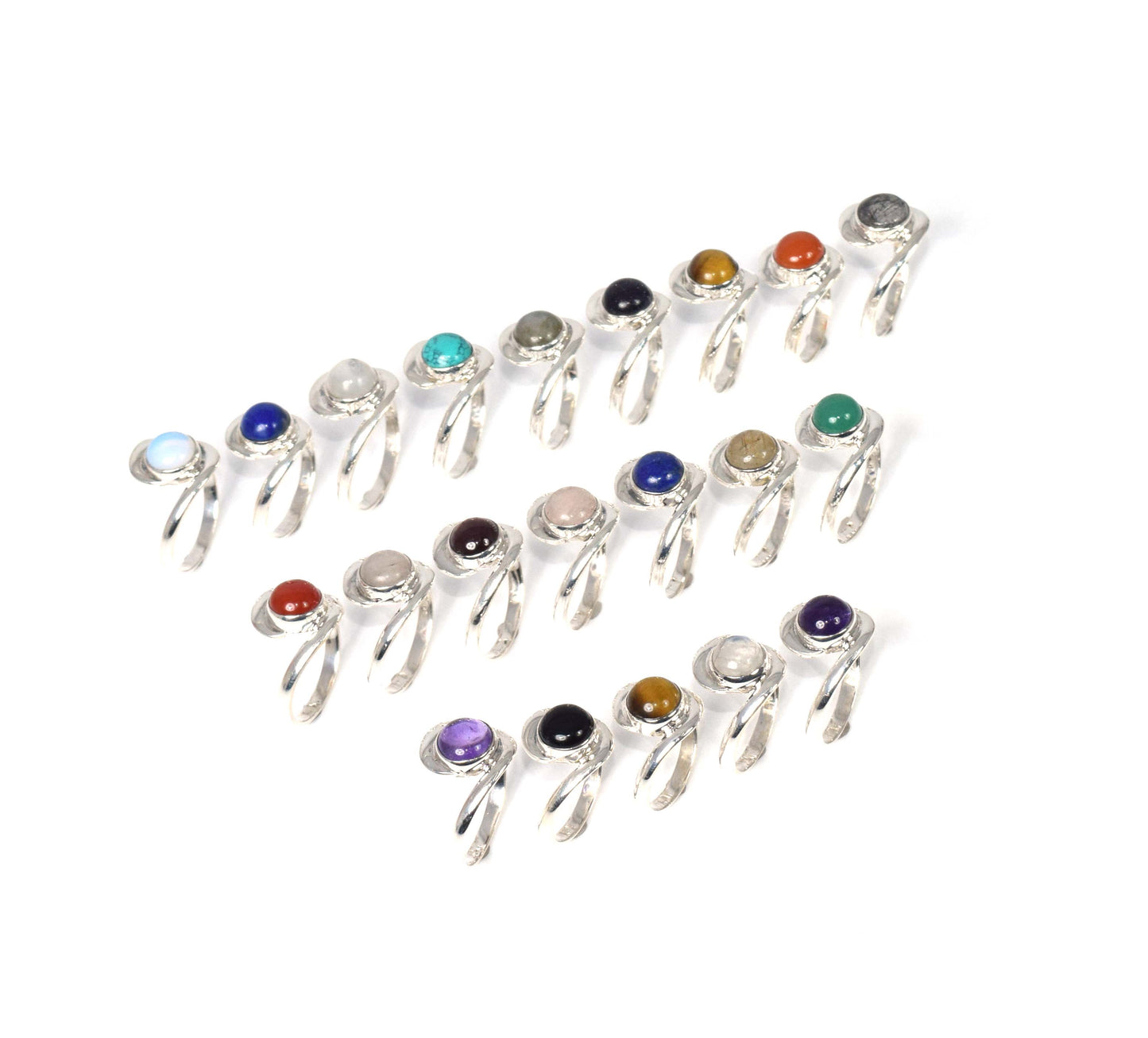 Wholesale 21Pc 925 Solid Sterling Silver Red Garnet Mix Stone Ring Lot
