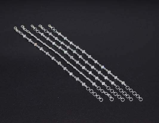 Wholesale 5PC 925 Solid Sterling Silver Faceted White Topaz Bracelet Lot