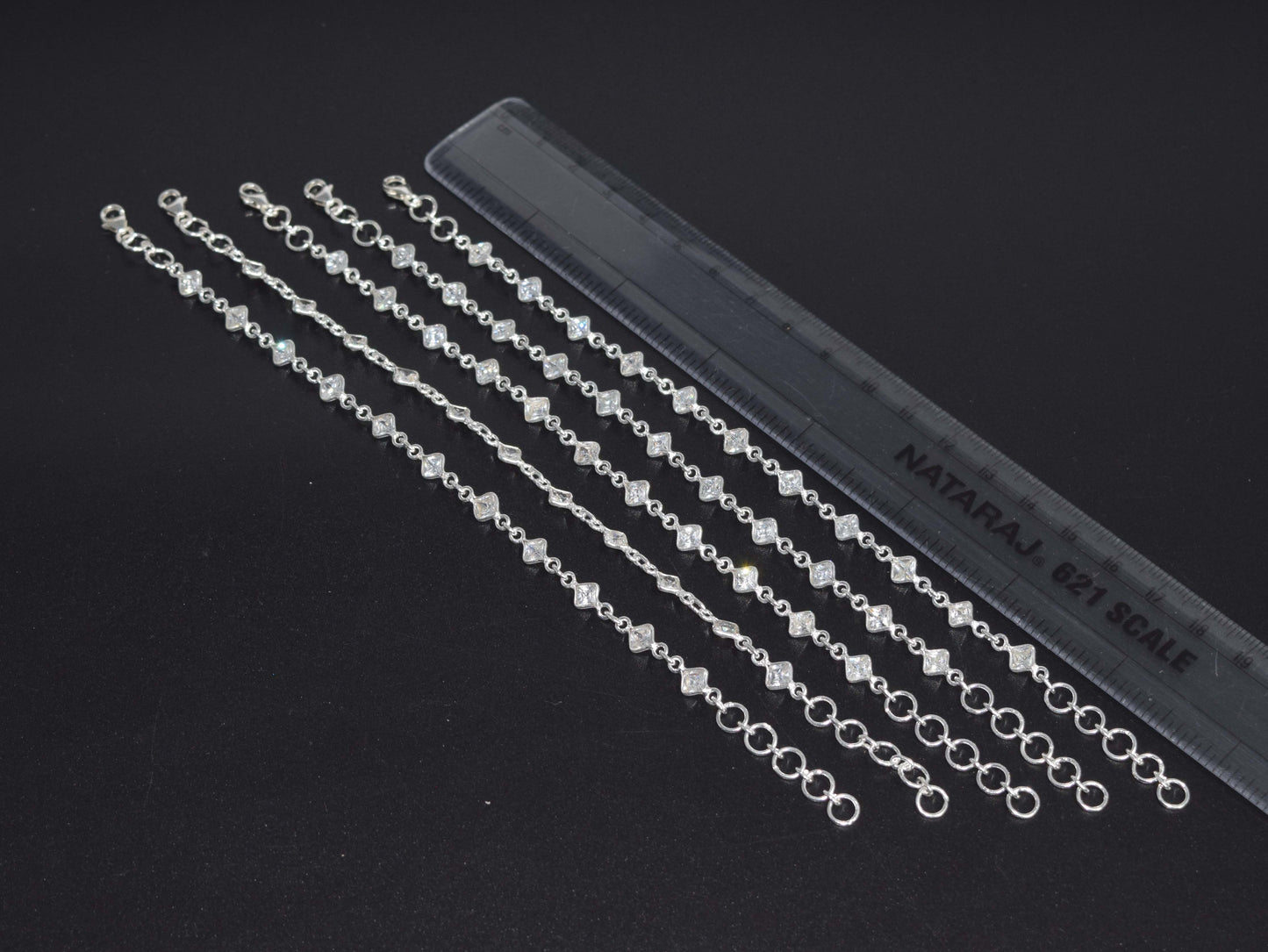 Wholesale 5PC 925 Solid Sterling Silver Faceted White Topaz Bracelet Lot
