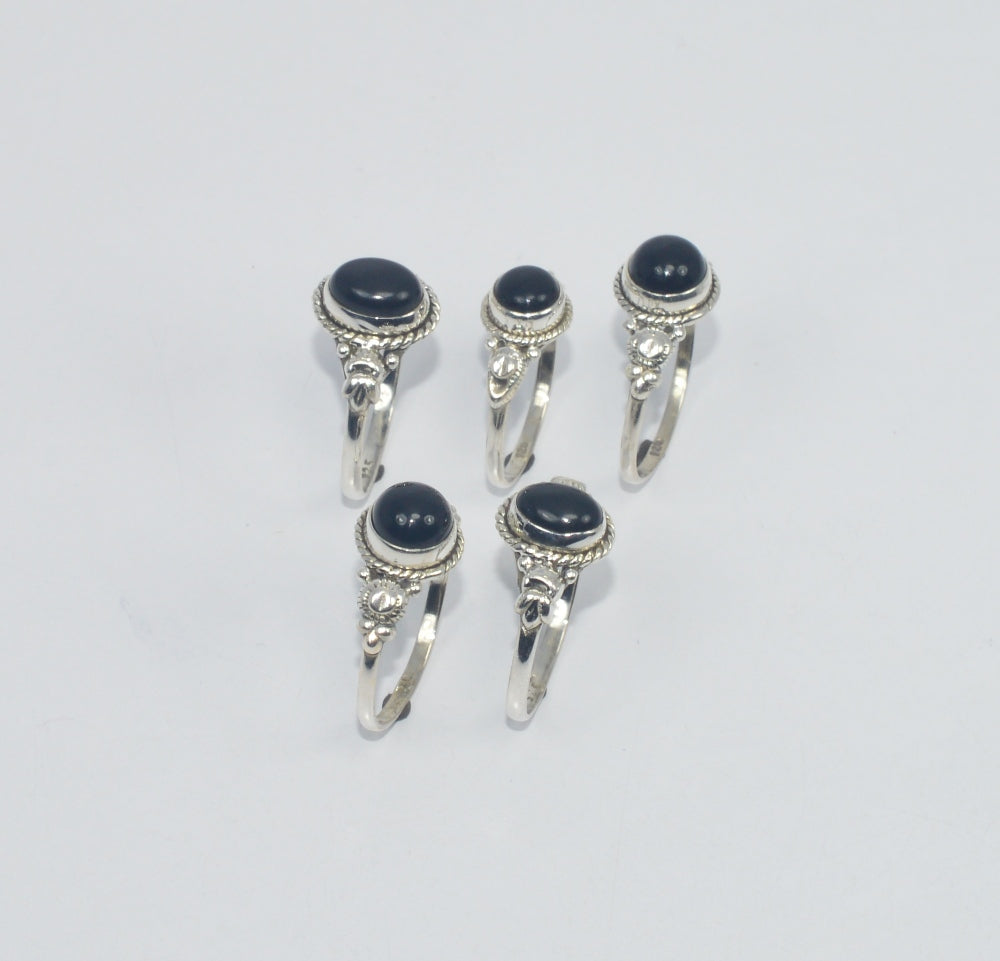WHOLESALE 5PC 925 SOLID STERLING SILVER BLACK ONYX RING LOT GTC305
