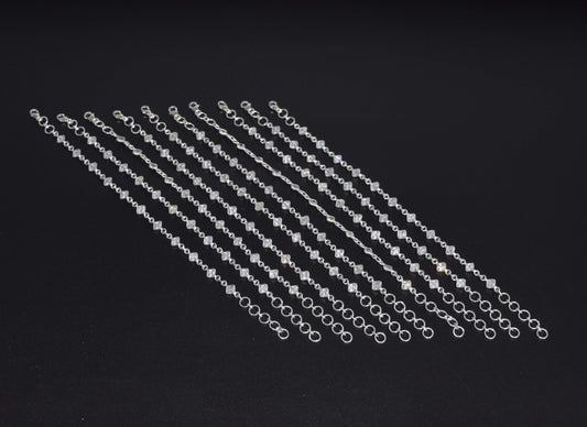 Wholesale 10PC 925 Solid Sterling Silver Faceted White Topaz Bracelet Lot