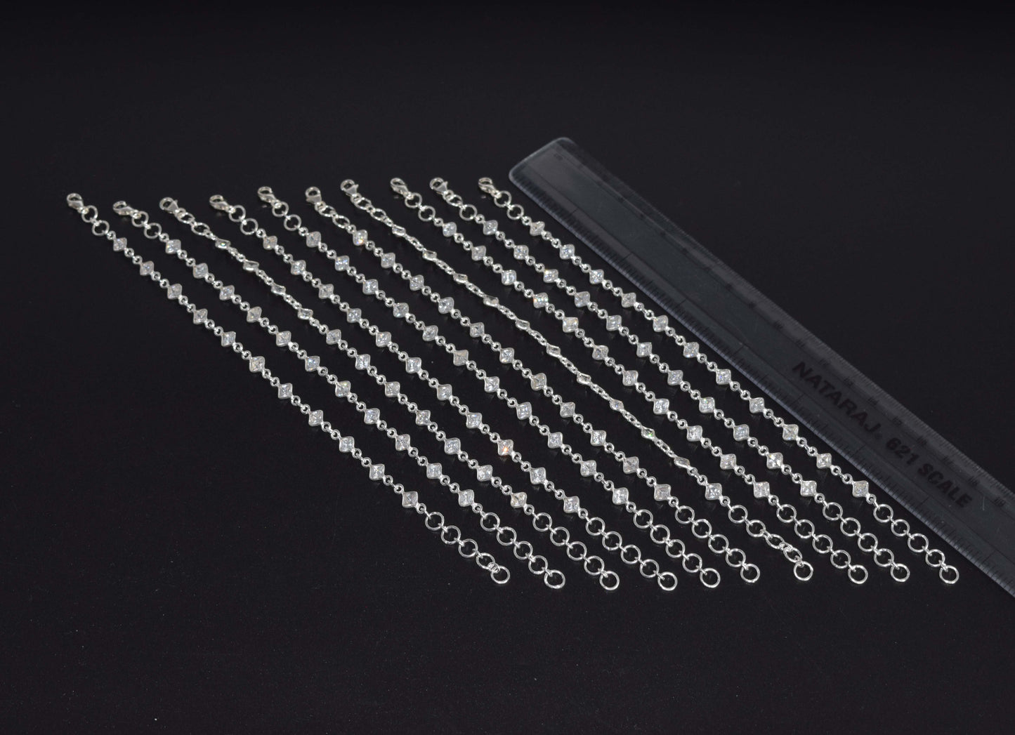 Wholesale 10PC 925 Solid Sterling Silver Faceted White Topaz Bracelet Lot