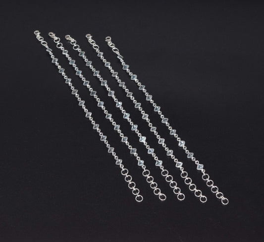 Wholesale 5PC 925 Solid Sterling Silver Faceted Blue Topaz Bracelet Lot
