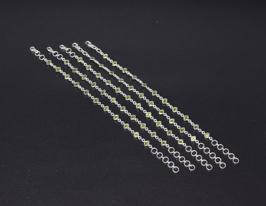 Wholesale 5PC 925 Solid Sterling Silver Faceted Green Peridot Bracelet Lot