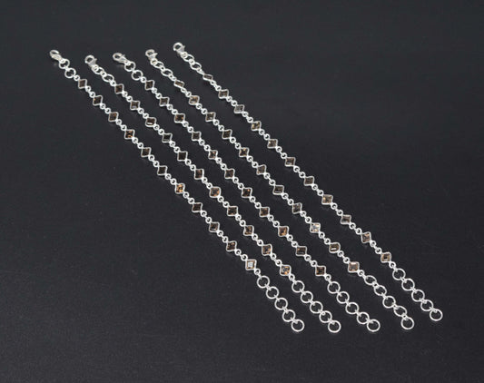 Wholesale 5PC 925 Solid Sterling Silver Faceted Smoky Quartz Bracelet Lot