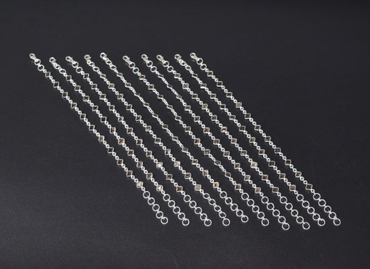Wholesale 10PC 925 Solid Sterling Silver Faceted Smoky Quartz Bracelet Lot