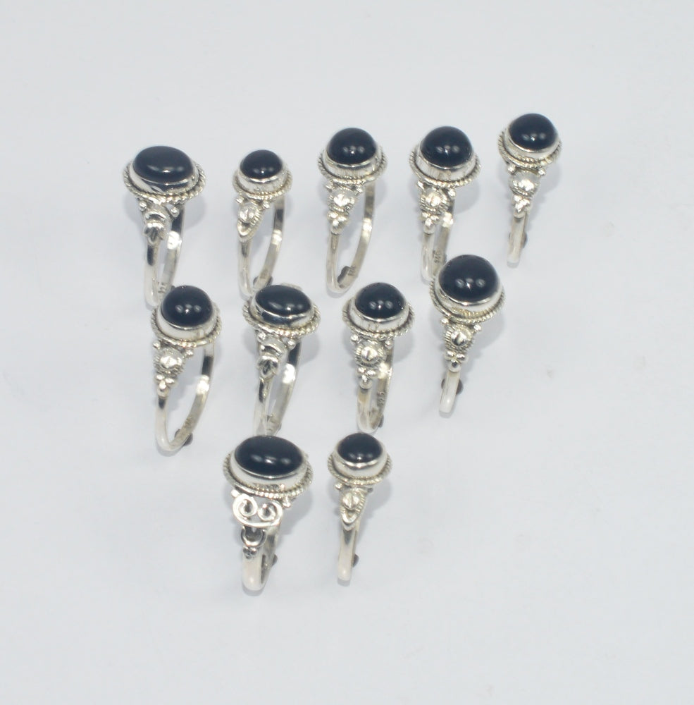 WHOLESALE 11PC 925 SOLID STERLING SILVER BLACK ONYX RING LOT GTC306