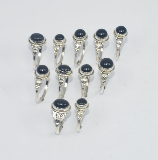 WHOLESALE 11PC 925 SOLID STERLING SILVER BLACK ONYX RING LOT GTC306