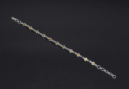 925 Solid Sterling Silver Faceted Yellow Citrine HANDMADE BRACELET-8 Inch
