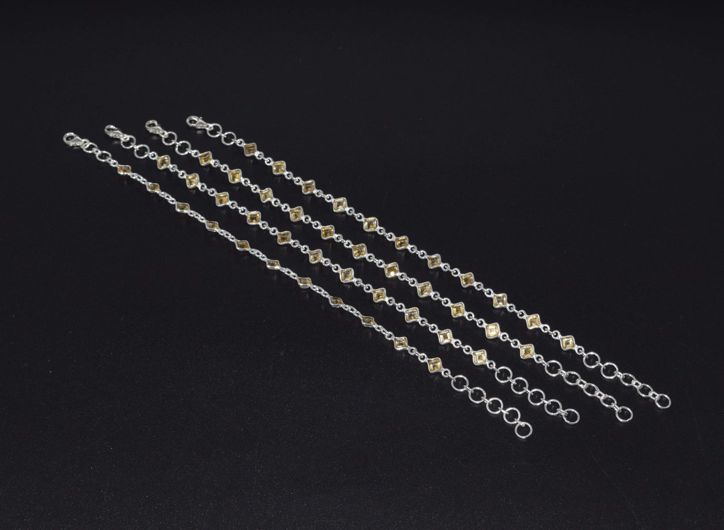 Wholesale 5PC 925 Solid Sterling Silver Faceted Yellow Citrine Bracelet Lot
