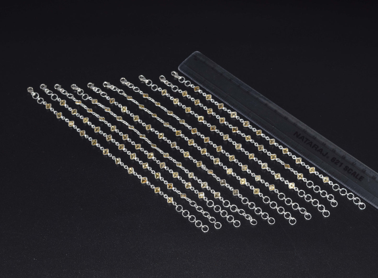 Wholesale 10PC 925 Solid Sterling Silver Faceted Yellow Citrine Bracelet Lot