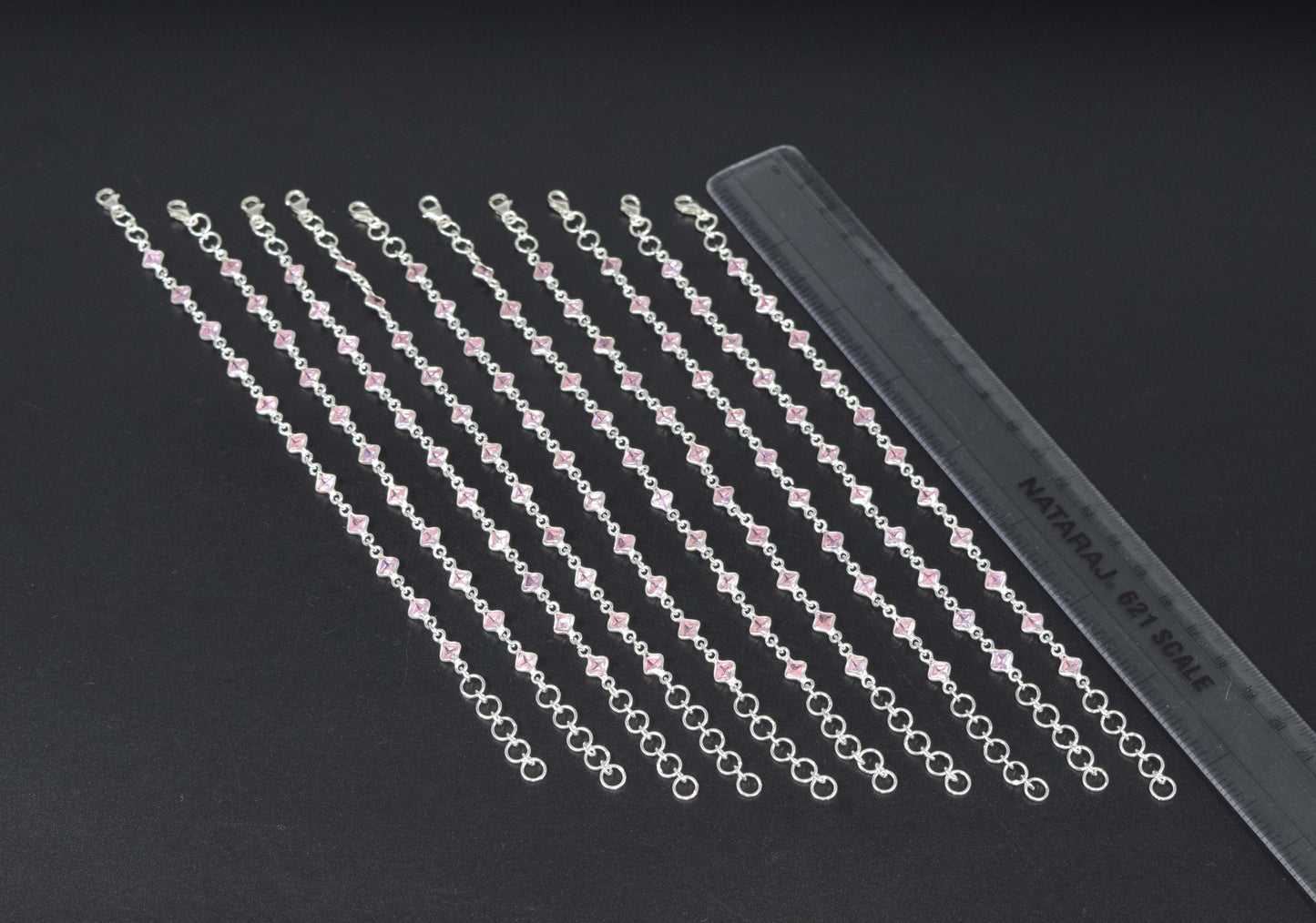 Wholesale 10PC 925 Solid Sterling Silver Faceted Pink Topaz Bracelet Lot