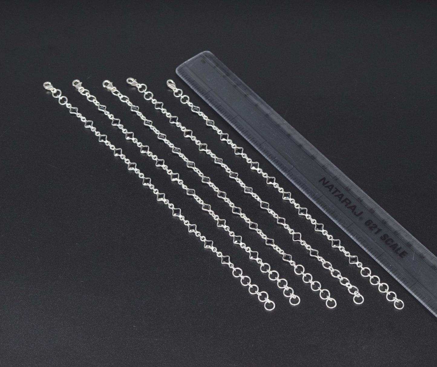 Wholesale 5PC 925 Solid Sterling Silver Faceted Black Onyx Bracelet Lot