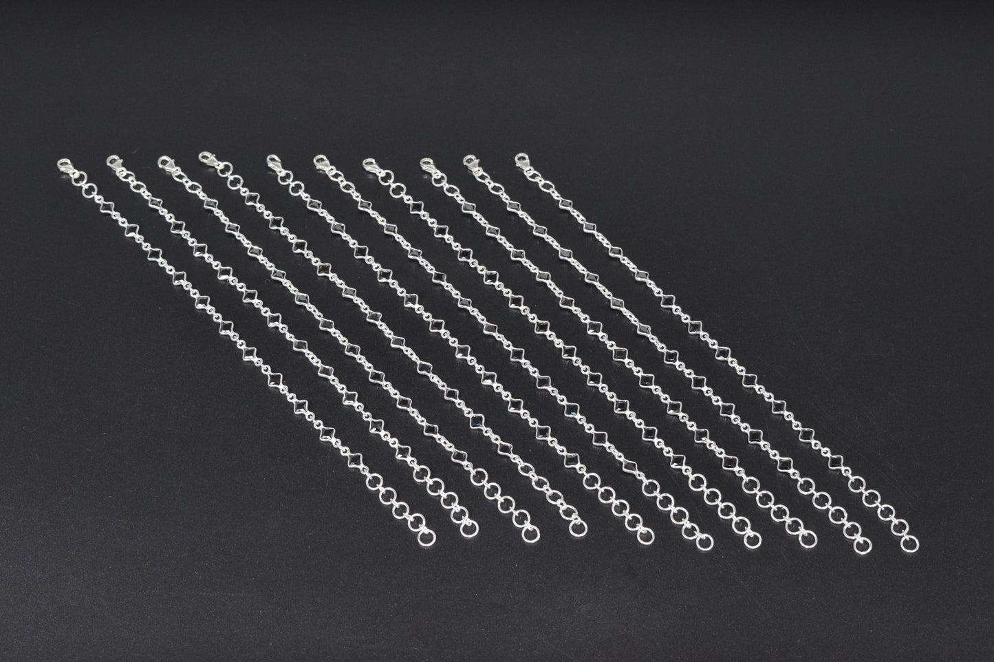 Wholesale 10PC 925 Solid Sterling Silver Faceted Black Onyx Bracelet Lot