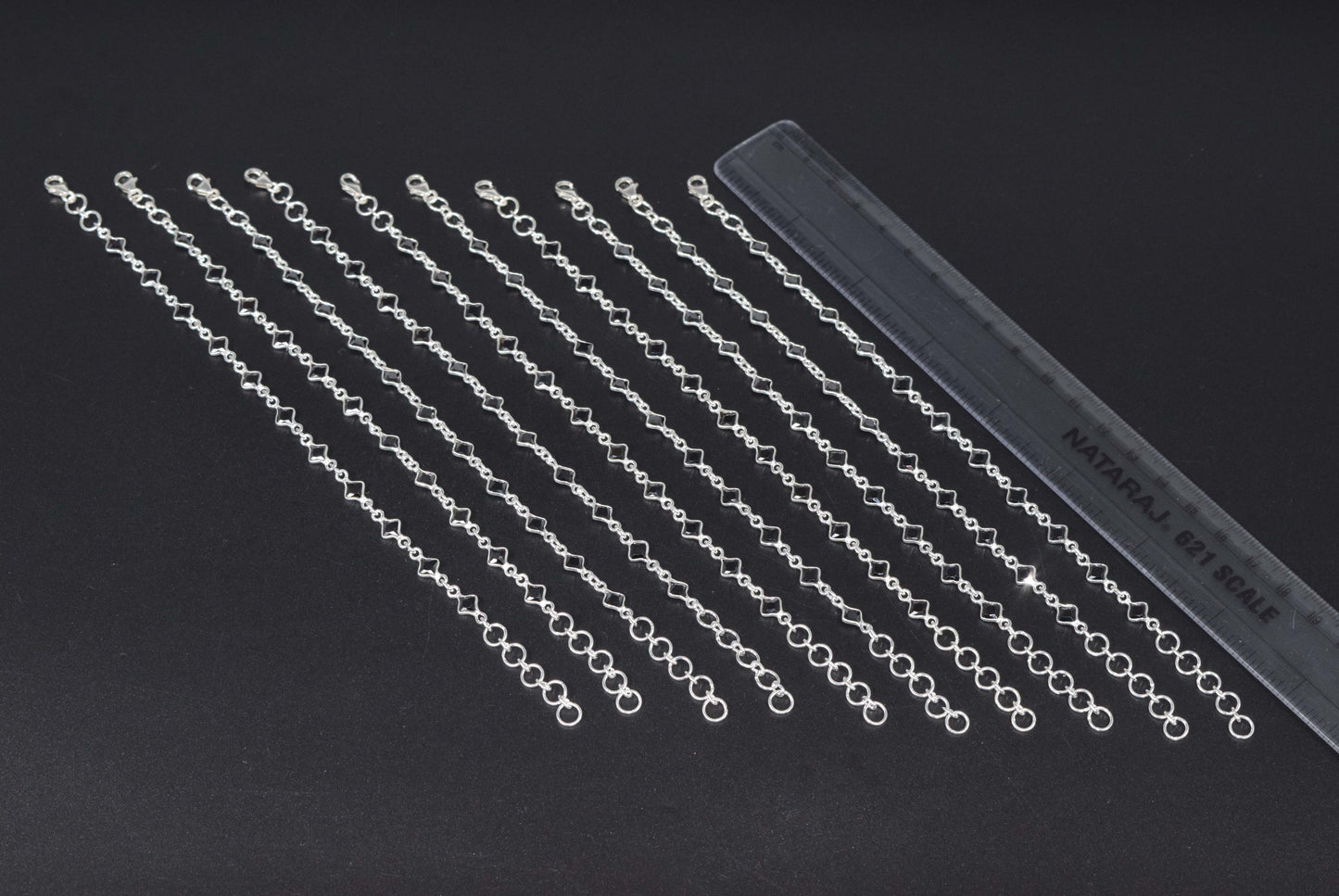 Wholesale 10PC 925 Solid Sterling Silver Faceted Black Onyx Bracelet Lot