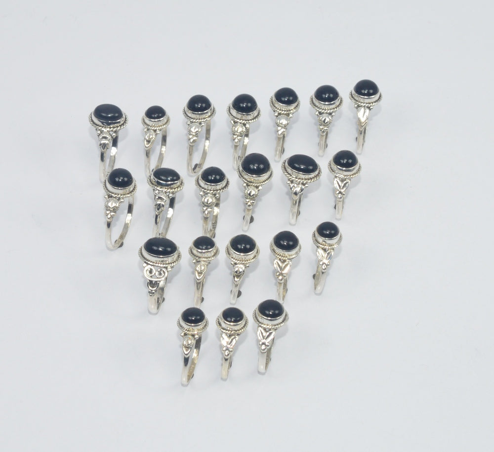 WHOLESALE 21PC 925 SOLID STERLING SILVER BLACK ONYX RING LOT GTC307