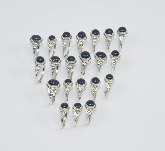 WHOLESALE 21PC 925 SOLID STERLING SILVER BLACK ONYX RING LOT GTC307