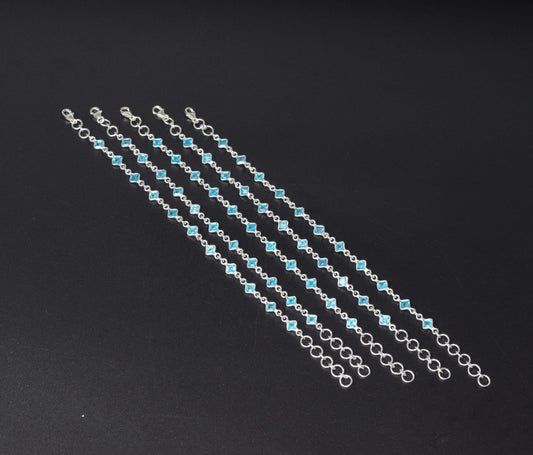 Wholesale 5PC 925 Solid Sterling Silver Faceted Blue Topaz Bracelet Lot