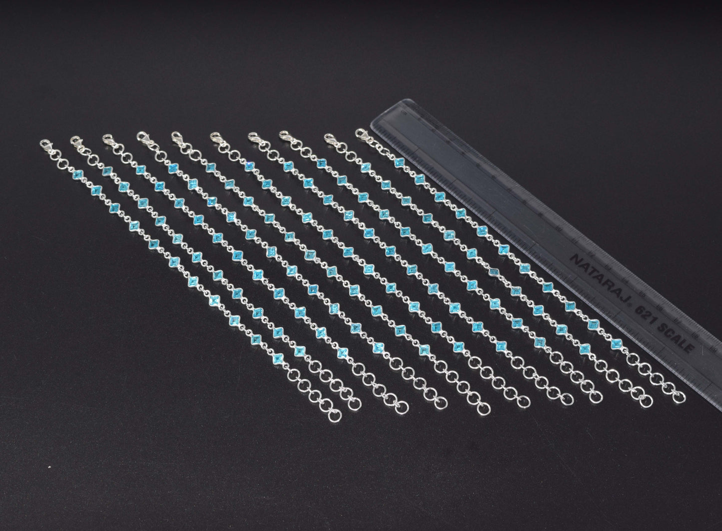 Wholesale 10PC 925 Solid Sterling Silver Faceted Blue Topaz Bracelet Lot