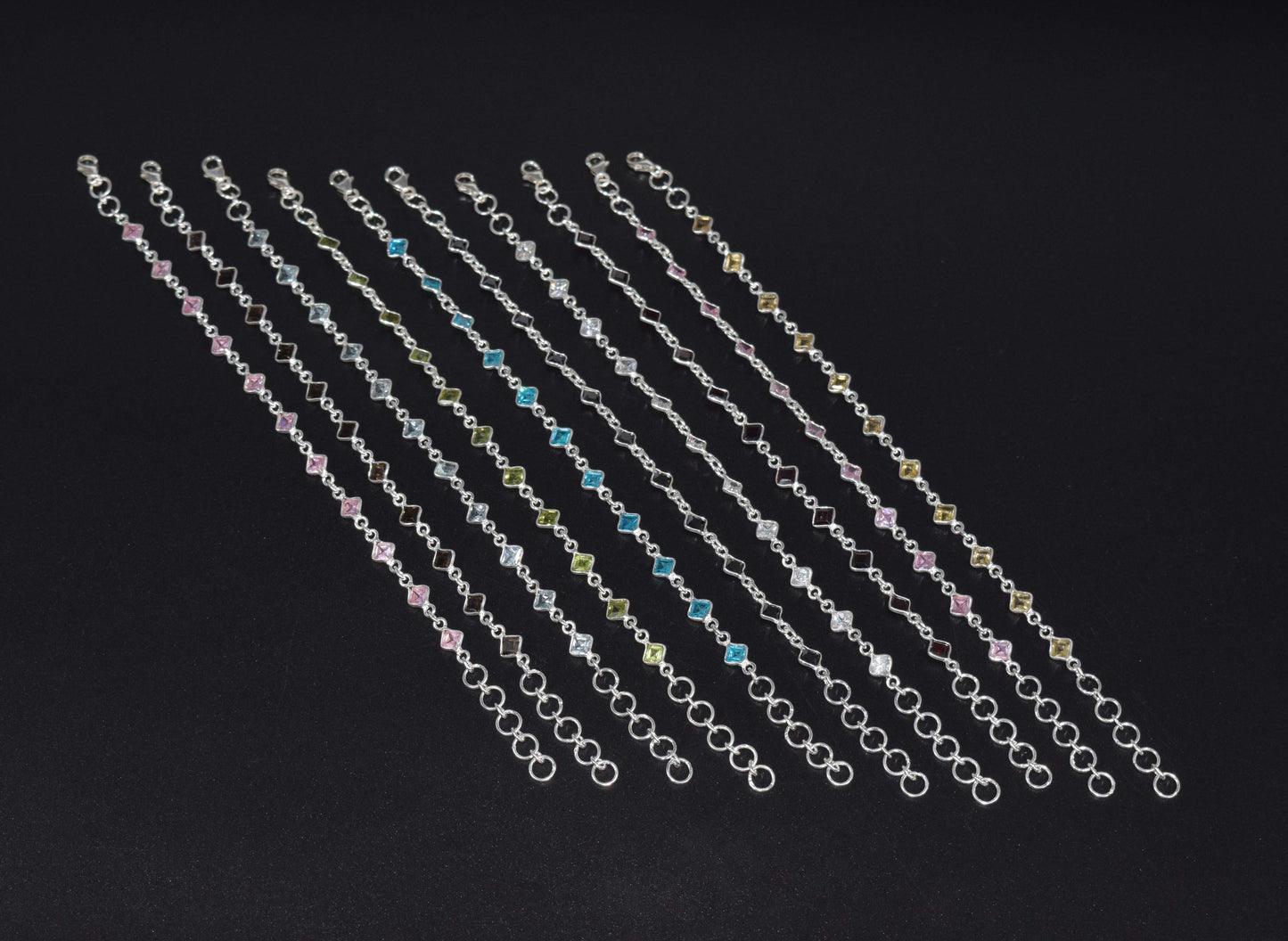 Wholesale 10PC 925 Sterling Silver Citrine White Topaz Mix Bracelet Lot