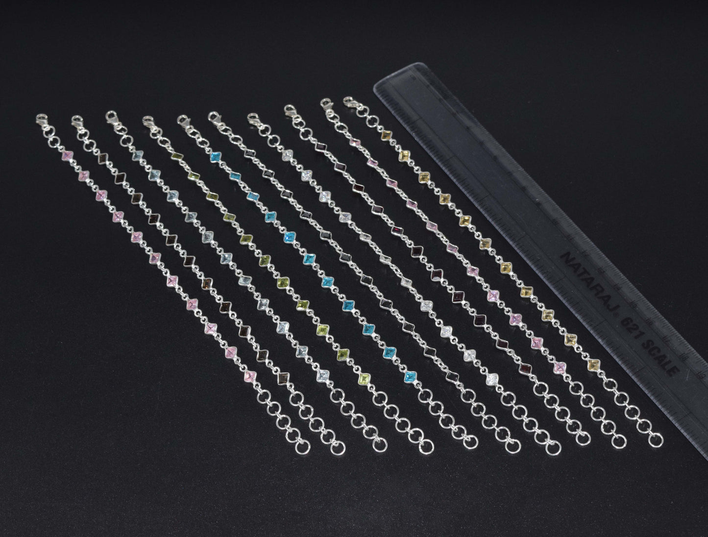 Wholesale 10PC 925 Sterling Silver Citrine White Topaz Mix Bracelet Lot