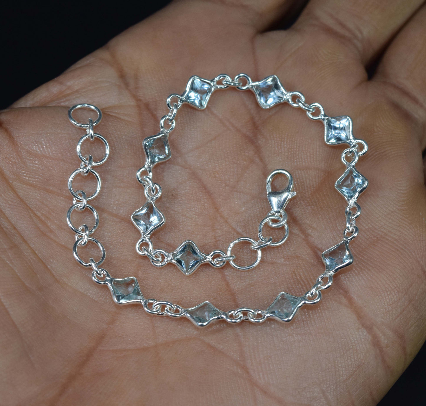 Wholesale 10PC 925 Sterling Silver Citrine White Topaz Mix Bracelet Lot