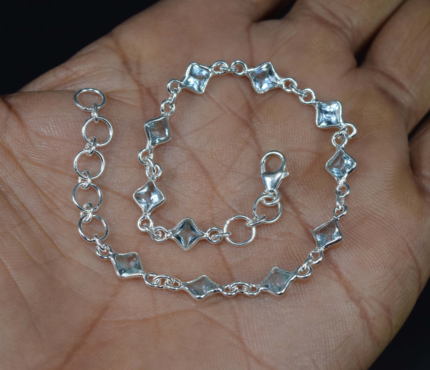 Wholesale 10PC 925 Sterling Silver Peridot Blue Topaz Mix Bracelet Lot