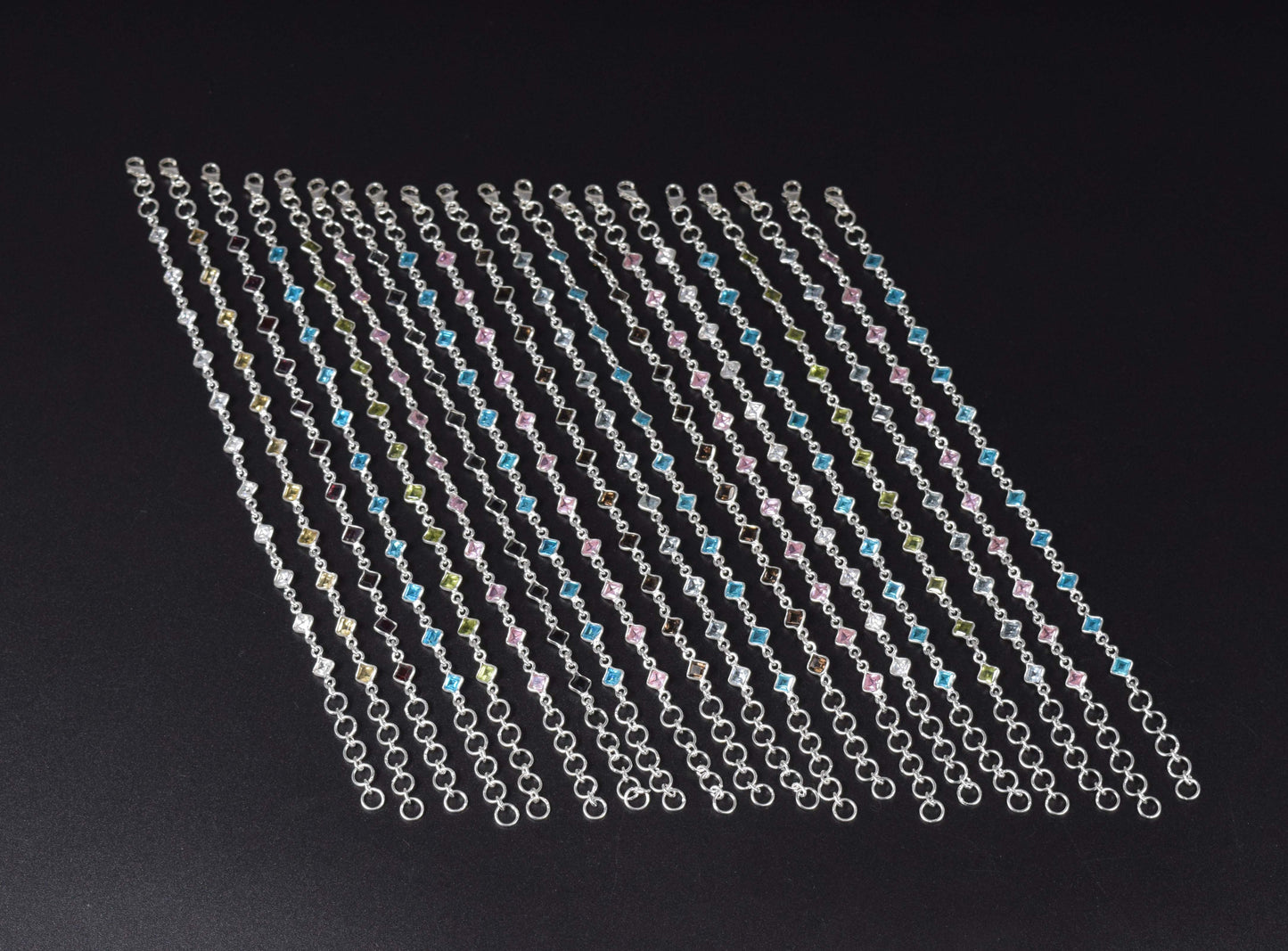 Wholesale 20PC 925 Sterling Silver Peridot Blue Topaz Mix Bracelet Lot