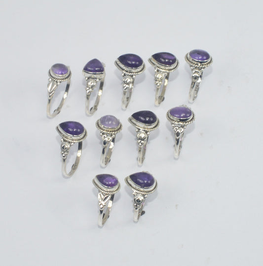 WHOLESALE 11PC 925 SOLID STERLING SILVER PURPLE AMETHYST RING LOT GTC309