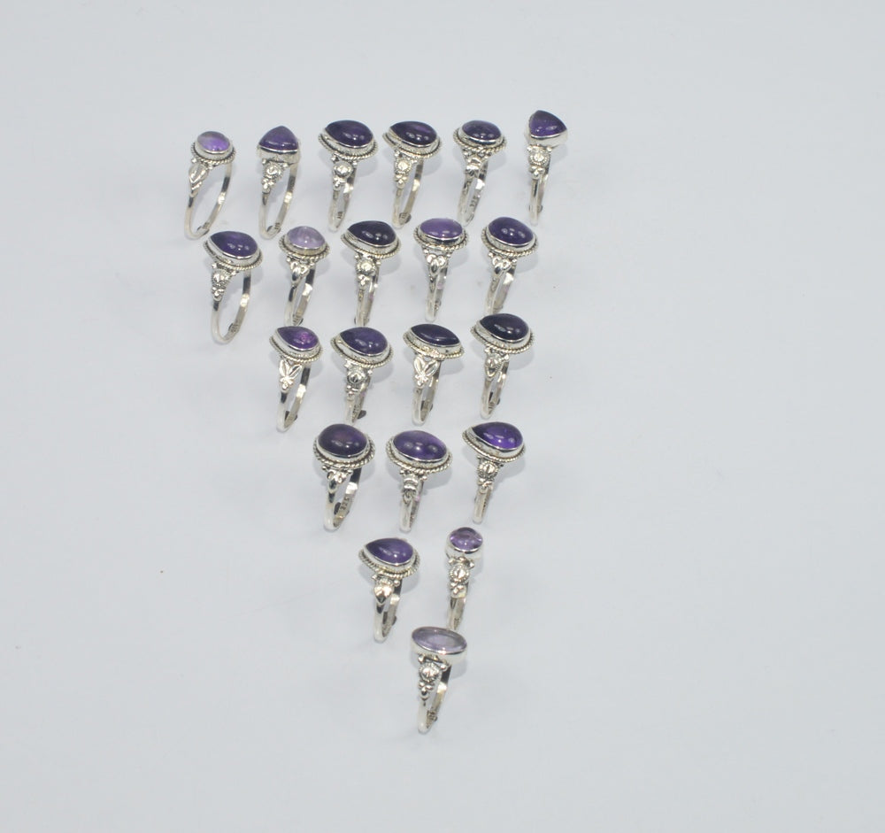 WHOLESALE 21PC 925 SOLID STERLING SILVER PURPLE AMETHYST RING LOT GTC310