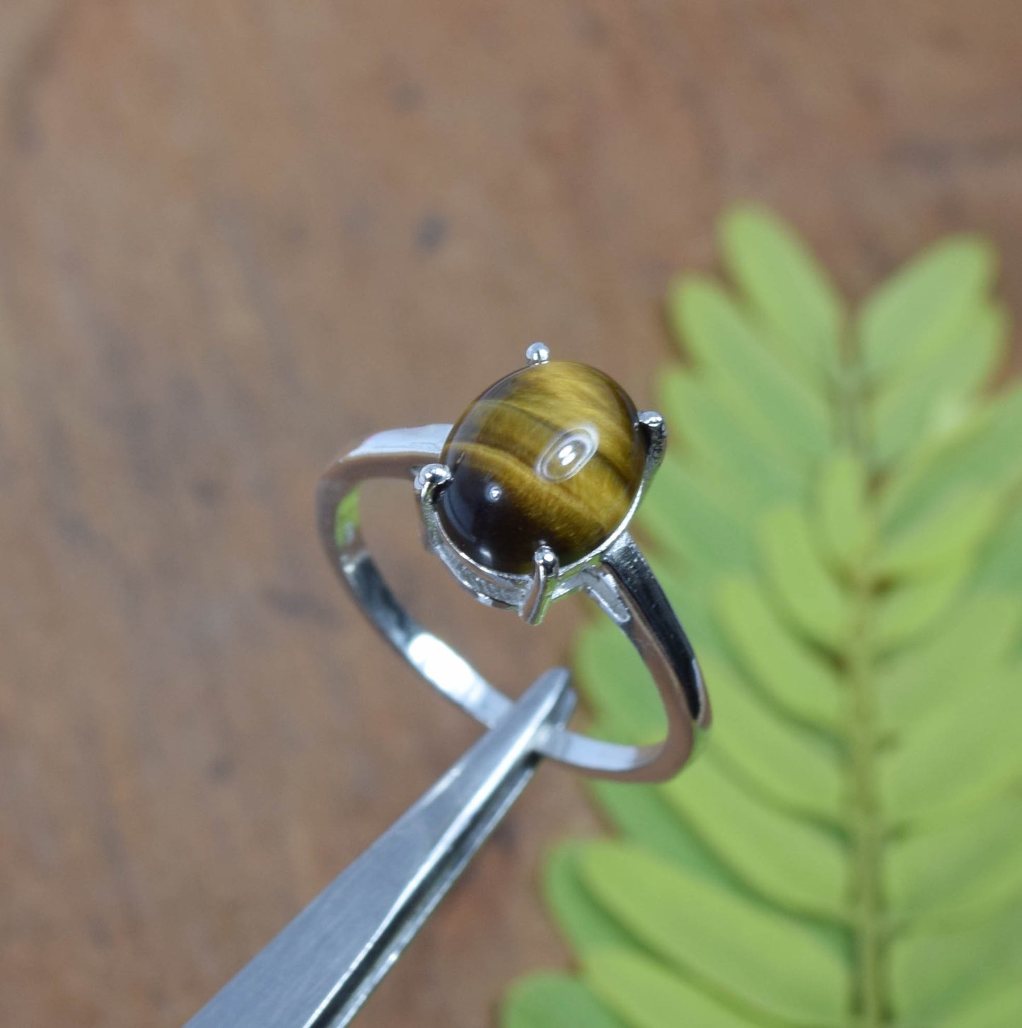 Wholesale 5PC 925 Solid Sterling Silver Tiger Eye Ring Lot