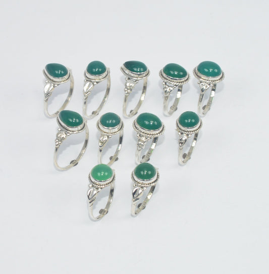 WHOLESALE 11PC 925 SOLID STERLING SILVER GREEN ONYX RING LOT GTC312