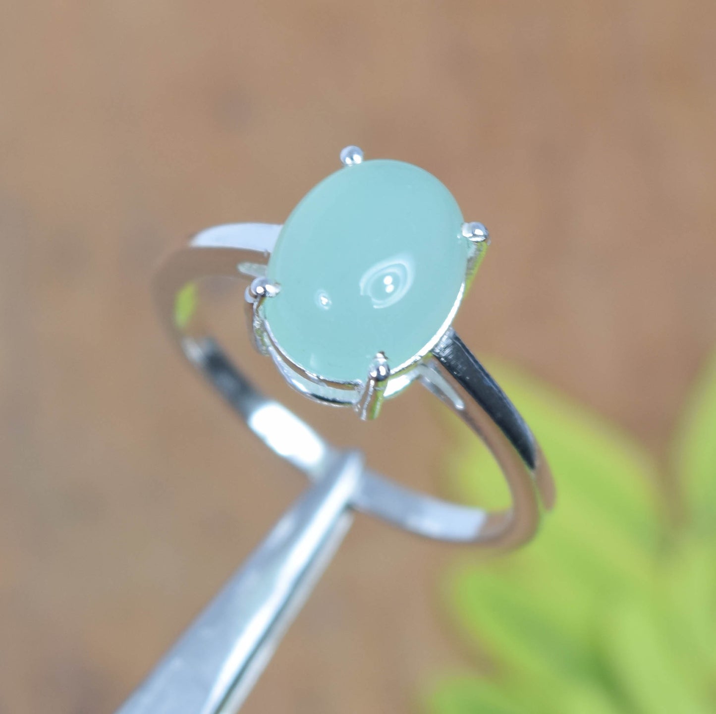 Wholesale 5PC 925 Solid Sterling Silver Aqua Chalcedony Ring Lot