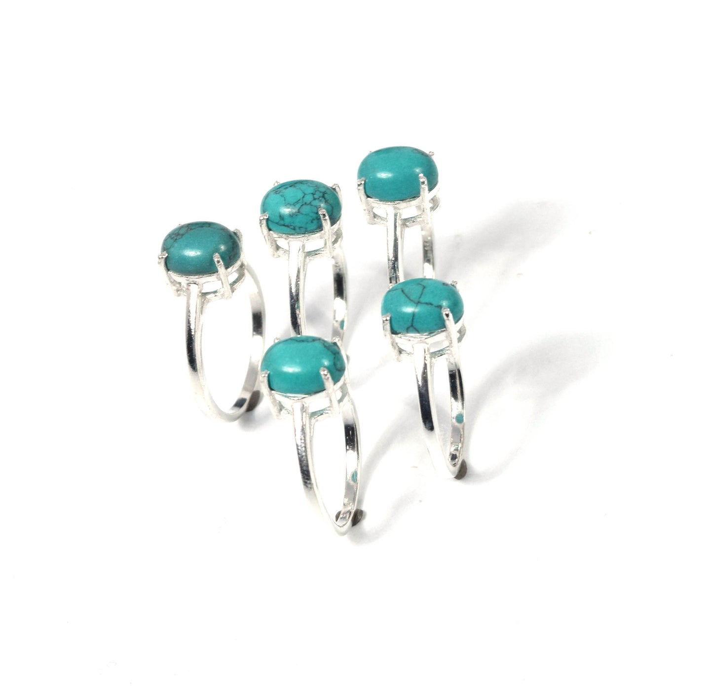 Wholesale 5PC 925 Solid Sterling Silver Blue Turquoise Ring Lot