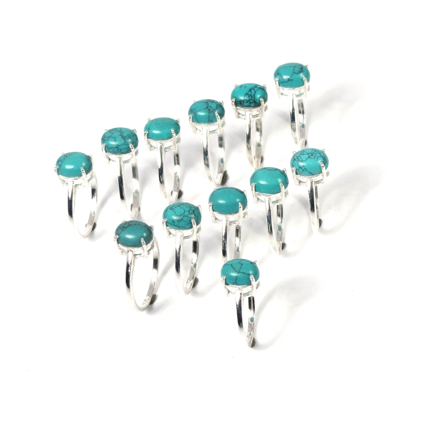 Wholesale 11PC 925 Solid Sterling Silver Blue Turquoise Ring Lot
