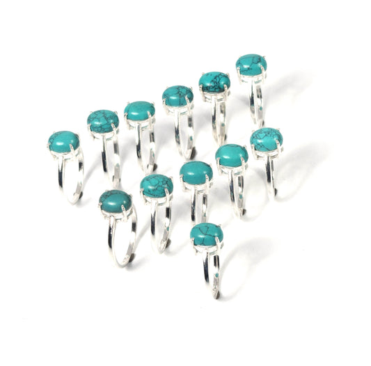 Wholesale 11PC 925 Solid Sterling Silver Blue Turquoise Ring Lot