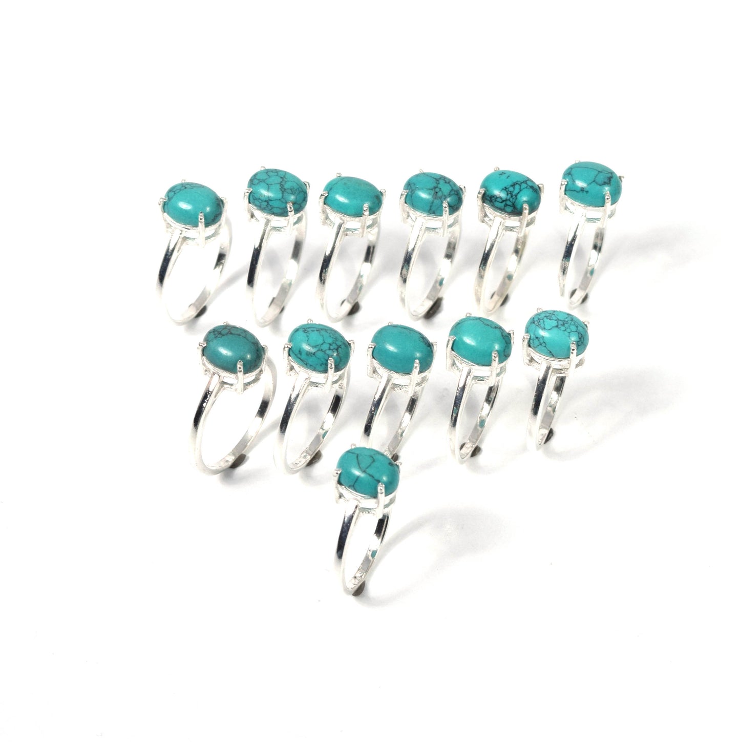 Wholesale 11PC 925 Solid Sterling Silver Blue Turquoise Ring Lot