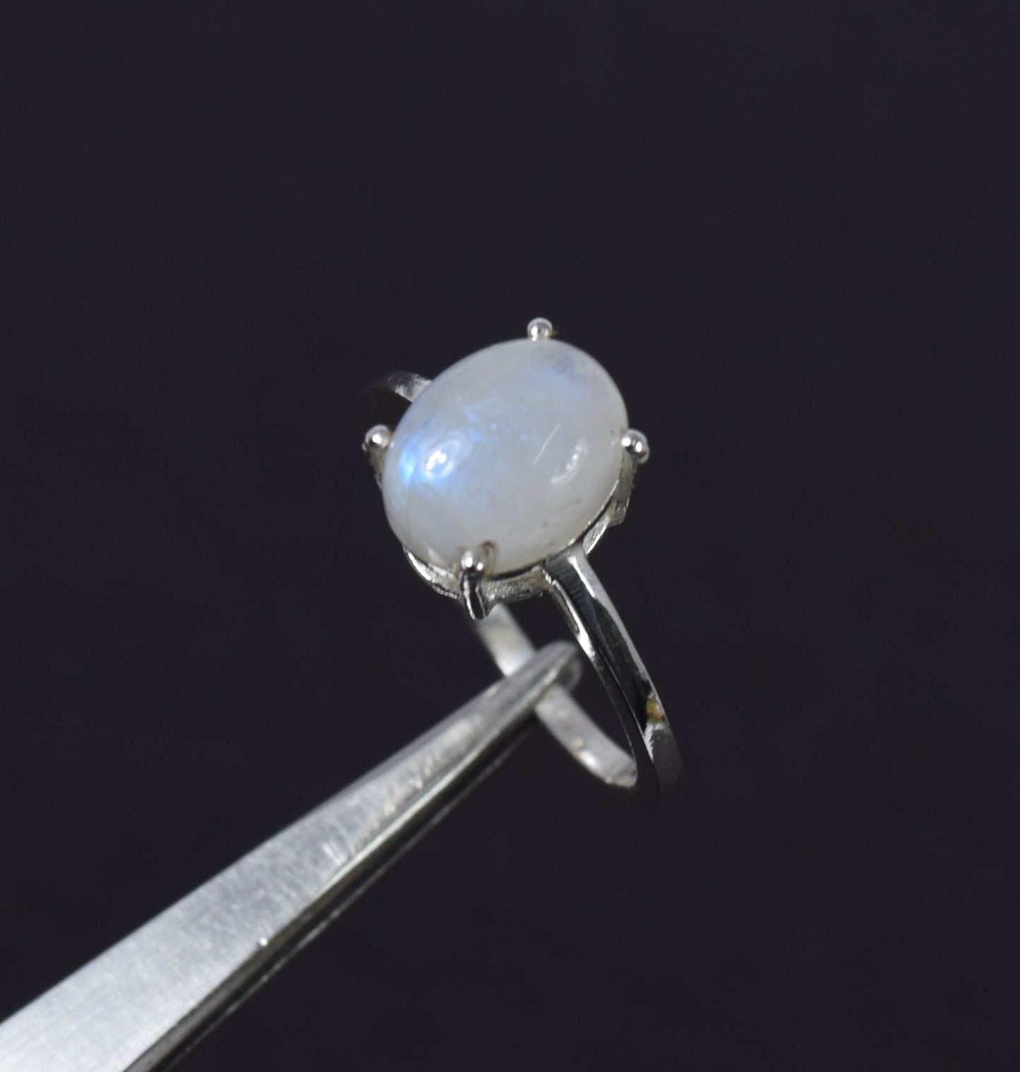 Wholesale 15PC 925 Solid Sterling Silver White Rainbow Moonstone Ring Lot