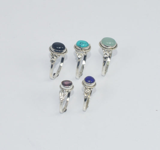 WHOLESALE 5PC925 SOLID STERLING SILVER LAPIS LAZULI ANDMIX STONE RING LOT