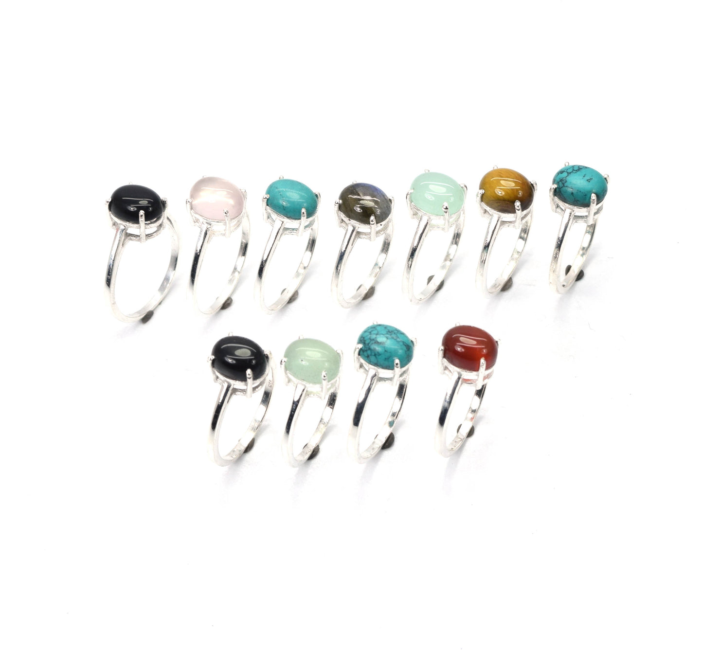 Wholesale 11PC 925 Solid Sterling Silver Black Onyx Mix Stone Ring Lot