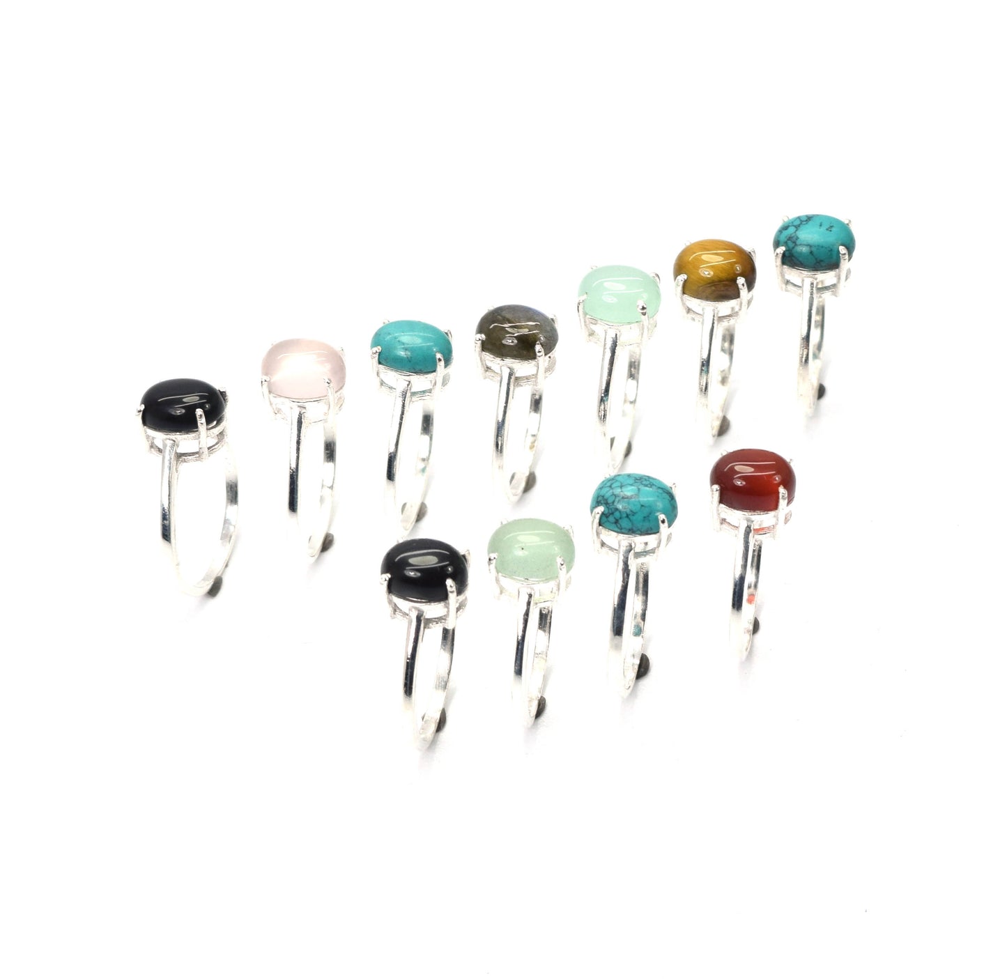 Wholesale 11PC 925 Solid Sterling Silver Black Onyx Mix Stone Ring Lot