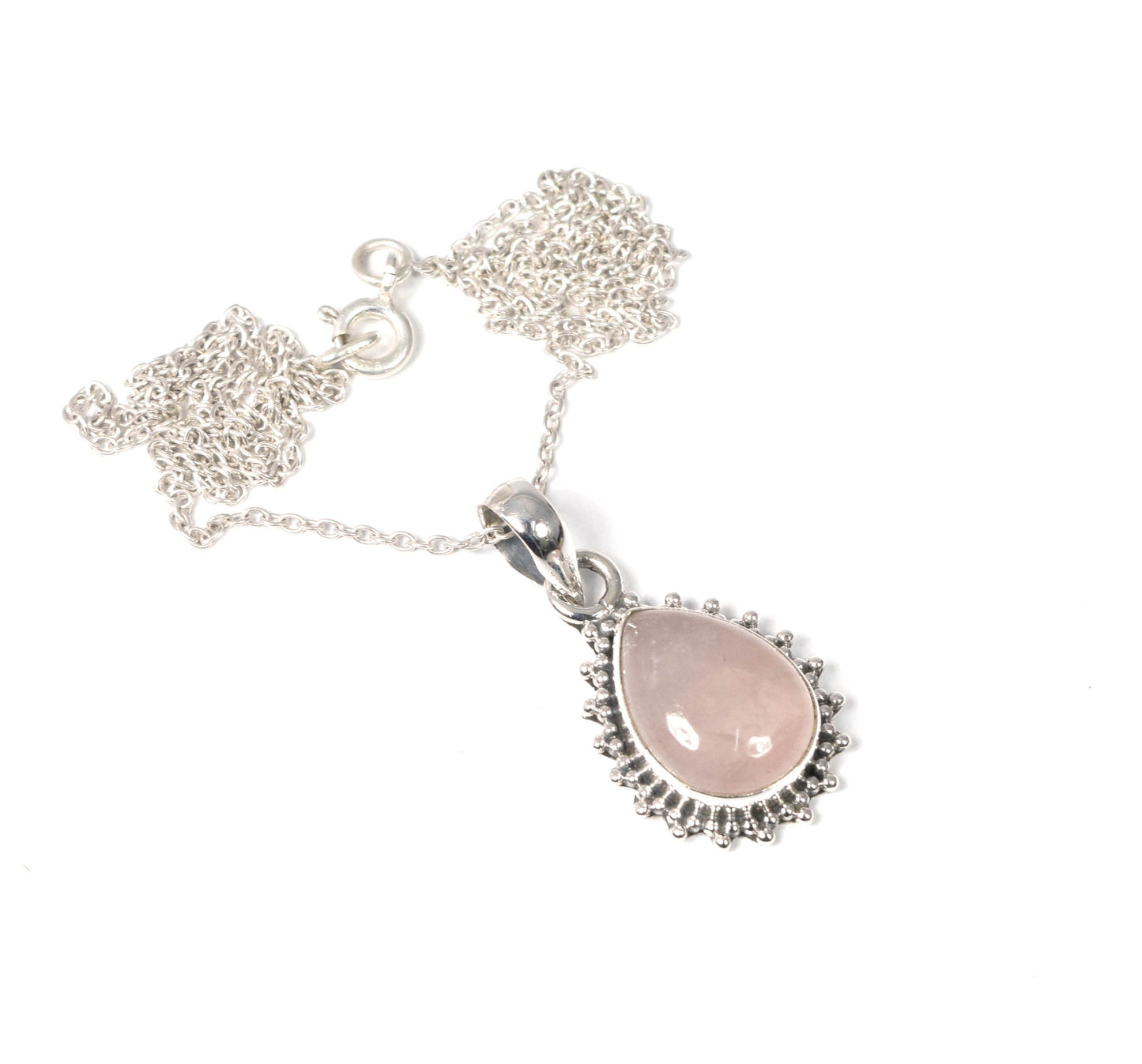 Wholesale 5PC 925 Solid Sterling Silver Pink Rose Quartz Pendant Lot