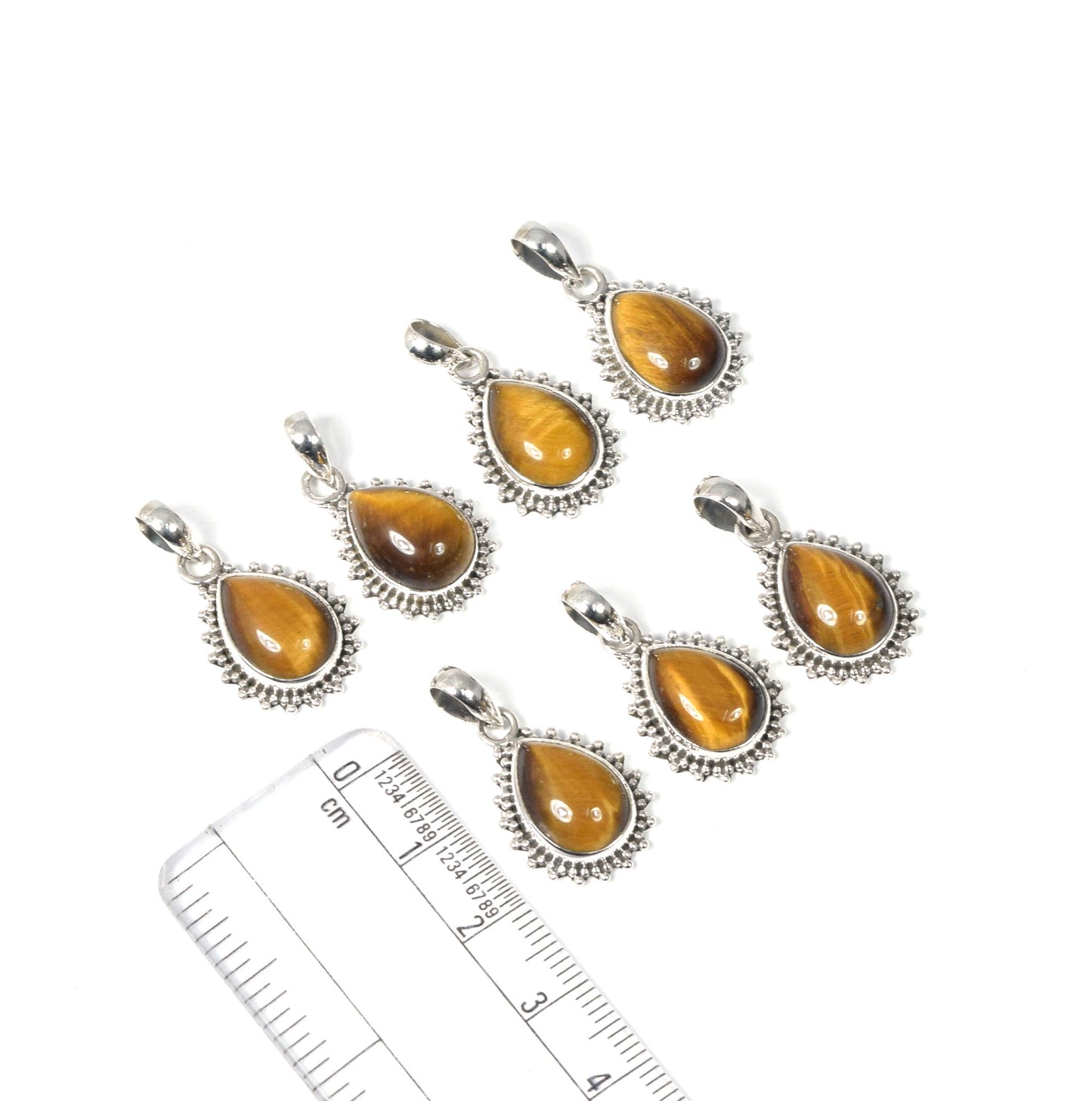 Wholesale 7PC 925 Solid Sterling Silver Tiger Eye Pendant Lot