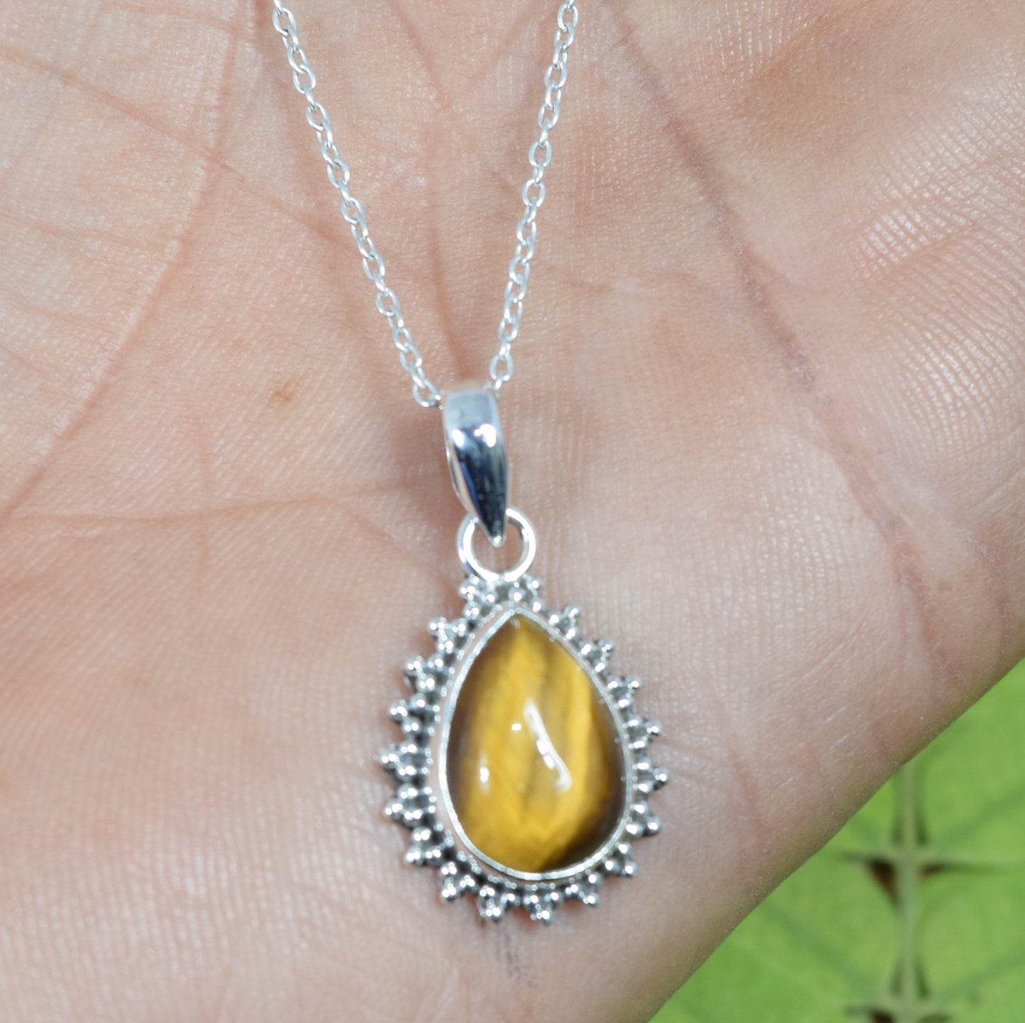Wholesale 7PC 925 Solid Sterling Silver Tiger Eye Pendant Lot