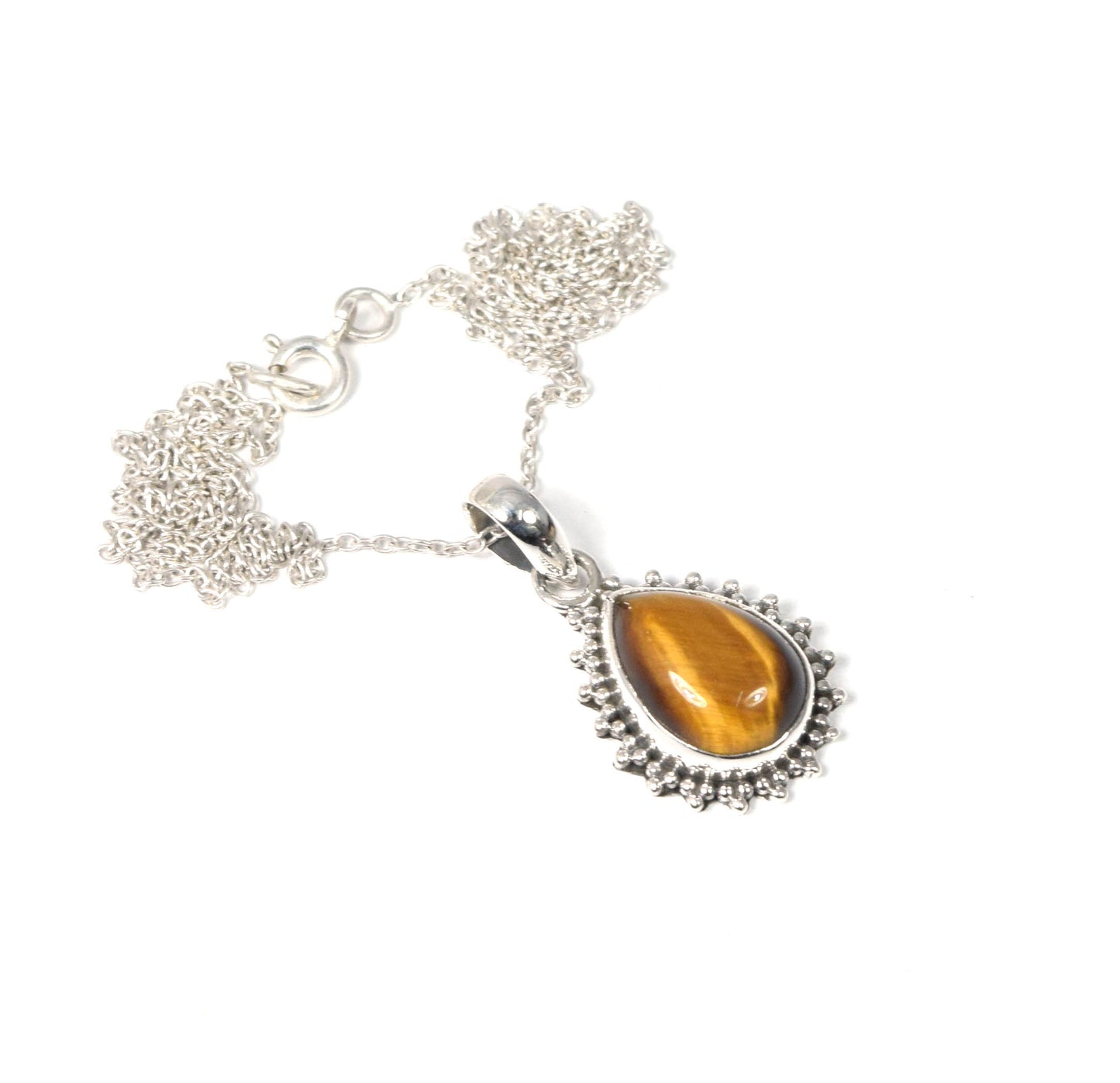 Wholesale 7PC 925 Solid Sterling Silver Tiger Eye Pendant Lot