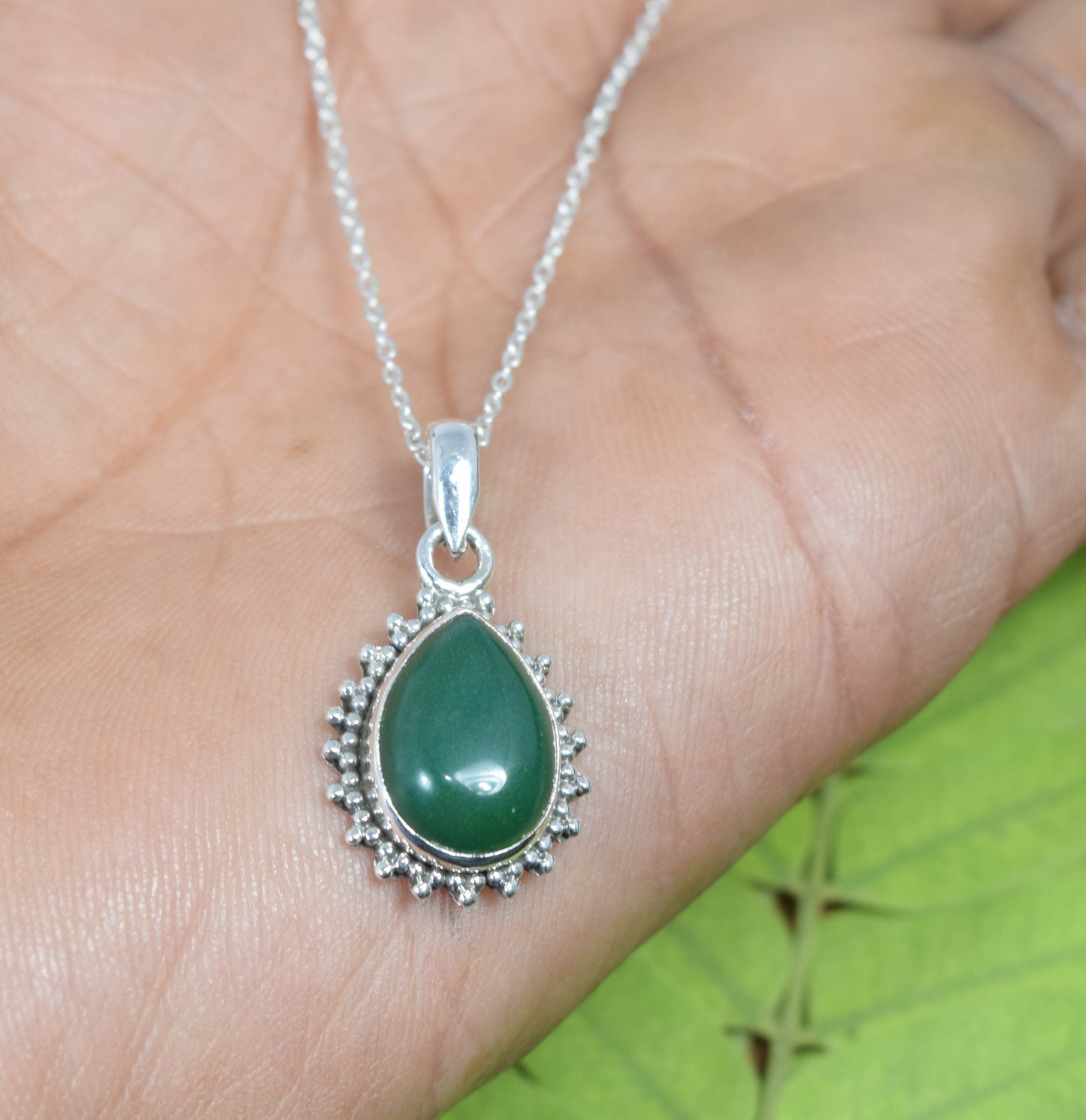 Wholesale 5PC 925 Solid Sterling Silver Green Onyx Pendant Lot